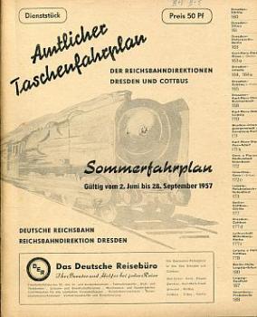 Taschenfahrplan RBD Dresden und Cottbus 1957