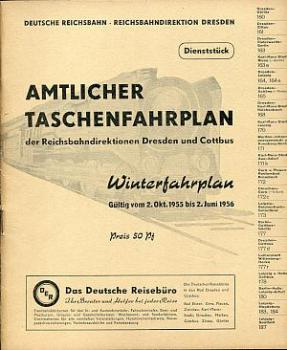 Taschenfahrplan RBD Dresden und Cottbus 1955 / 1956