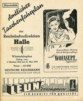 Taschenfahrplan RBD Halle 1954 / 1955