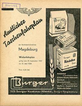 Taschenfahrplan RBD Magdeburg 1957 / 1958