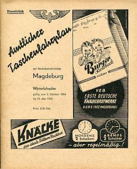 Taschenfahrplan RBD Magdeburg 1954 / 1955