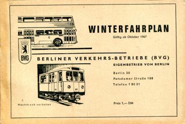 BVG Fahrplan 1967 / 1968