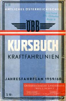 Kursbuch Kraftfahrlinien ÖBB 1959 / 1960 Jahresfahrplan