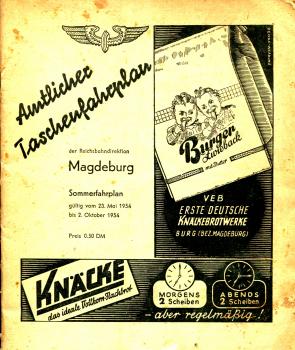 Taschenfahrplan Rbd Magdeburg 1954