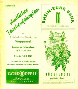 Amtlicher Taschenfahrplan Reichsbahndirektion Wuppertal 1949