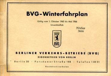 BVG Fahrplan 1965 / 1966