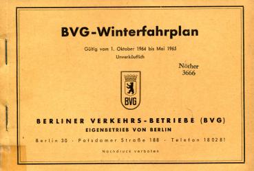 BVG Fahrplan 1964 / 1965