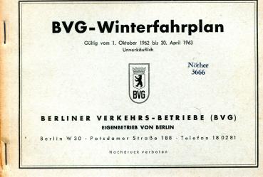 BVG Fahrplan 1962 / 1963