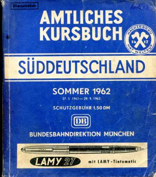 Kursbuch Süddeutschland 1962