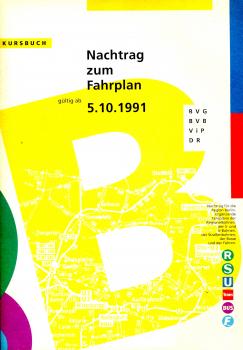 Nachtrag zum Fahrplan Berlin ab 5.10.1991