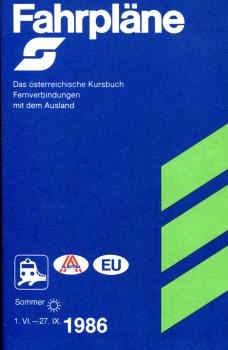 Kursbuch Österreich Fernverbindungen mit dem Ausland 1986