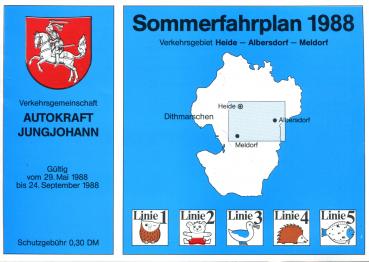 Sommerfahrplan Heide – Albersdorf – Meldorf 1988 Autokraft Jungjohann