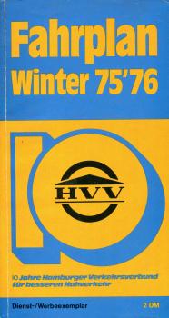 Fahrplan Hamburger Verkehrsverbund HVV 1975 / 1976