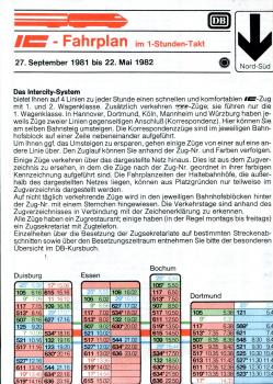 IC Fahrplan 1981 / 1982