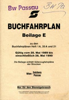 ÖBB Buchfahrplan  1989 / 1990 Güterzugfahrpläne Wien – Passau – Salzburg