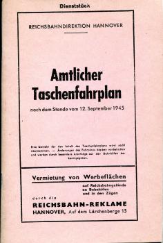 Amtlicher Taschenfahrplan RBD Hannover 12. September 1945 Reprint