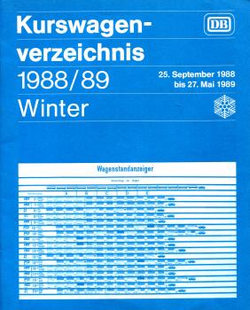 Kurswagenverzeichnis 1988 / 1989