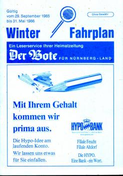 Fahrplan Nürnberg Land 1985 / 1986