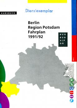 Fahrplan 1991 / 1992 Region Potsdam, mit U-Bahn- und S-Bahn Linien in Berlin