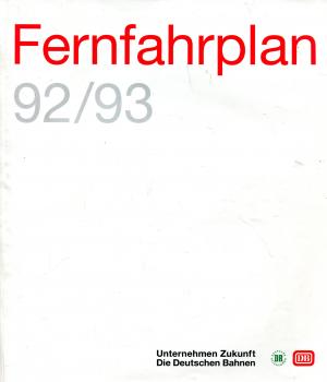 Fernfahrplan 1992 / 1993 DB / DR