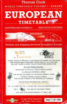 Thomas Cook European Timetable September 1. - 25. 1999