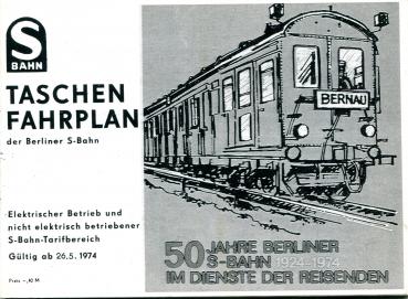 S-Bahn Taschenfahrplan Berlin 1974 Ostnetz Reprint