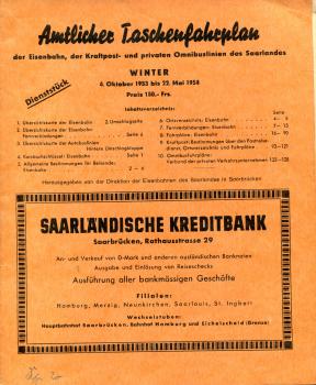 Amtlicher Taschenfahrplan Saarland 1953 / 1954