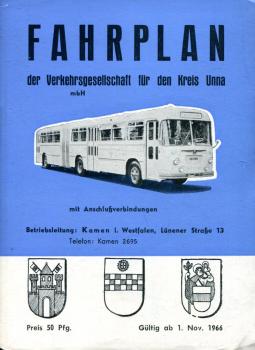 Fahrplan Verkehrsgesellschaft Kreis Unna 1966 ( ab November )