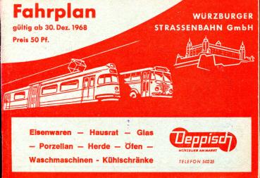 Fahrplan Würzburger Straßenbahn 1968 ( ab Dezember )