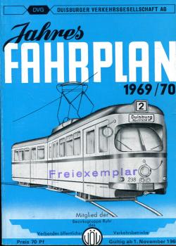 Fahrplan Duisburger Verkehrsgesellschaft 1969 / 1970