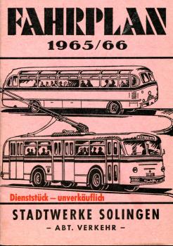 Fahrplan Stadtwerke Solingen 1965 / 1966