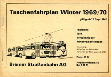 Taschenfahrplan Bremer Straßenbahn 1969 / 1970