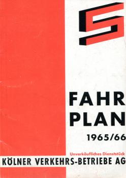 Fahrplan KVB Köln 1965 / 1966