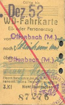 WD Fahrkarte Offenbach Steinheim