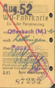 WD Fahrkarte Offenbach Dettingen