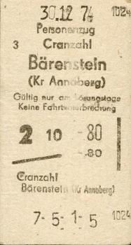 Fahrkarte Cranzahl Bärenstein