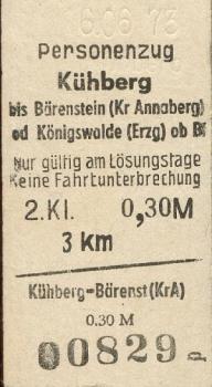Fahrkarte Kühberg Bärenstein Königswalde (weiß)