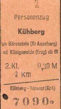 Fahrkarte Kühberg Bärenstein Königswalde ( braun )