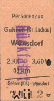 Fahrkarte Gehren Wünsdorf