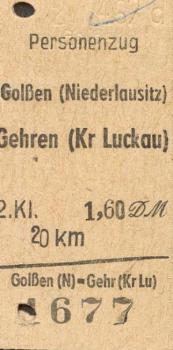 Fahrkarte Golßen Gehren