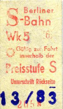 Fahrkarte S-Bahn Berlin Wochenkarte 5 Tage Preisstufe S