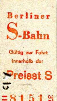 Fahrkarte S-Bahn Berlin Anhalter Bahnhof Preisstufe S