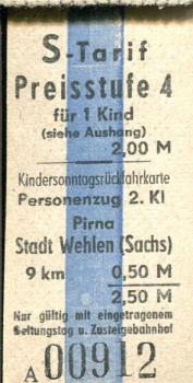 S-Bahn Dresden Nachlösekarte Stadt Wehlen