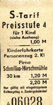 S-Bahn Dresden Nachlösekarte Schmilka Hirschmühle