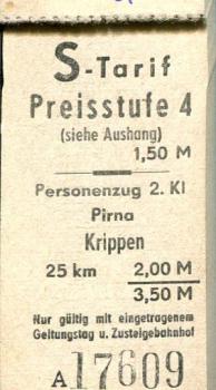 S-Bahn Dresden Nachlösekarte Krippen