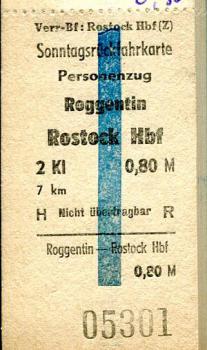 Nachlöse Sonntagsrückfahrkarte Roggentin - Rostock Hbf