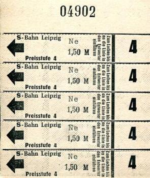 S-Bahn Leipzig 5 Fahrten Karte Preisstufe 4