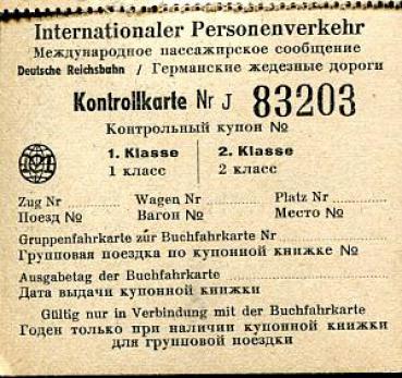 Kontrollkarte Internationaler Personenverkehr