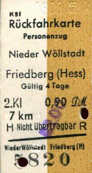 Rückfahrkarte Nieder Wöllstadt - Friedberg