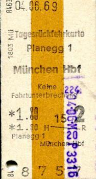 Tagesrückfahrkarte Planegg - München Hbf